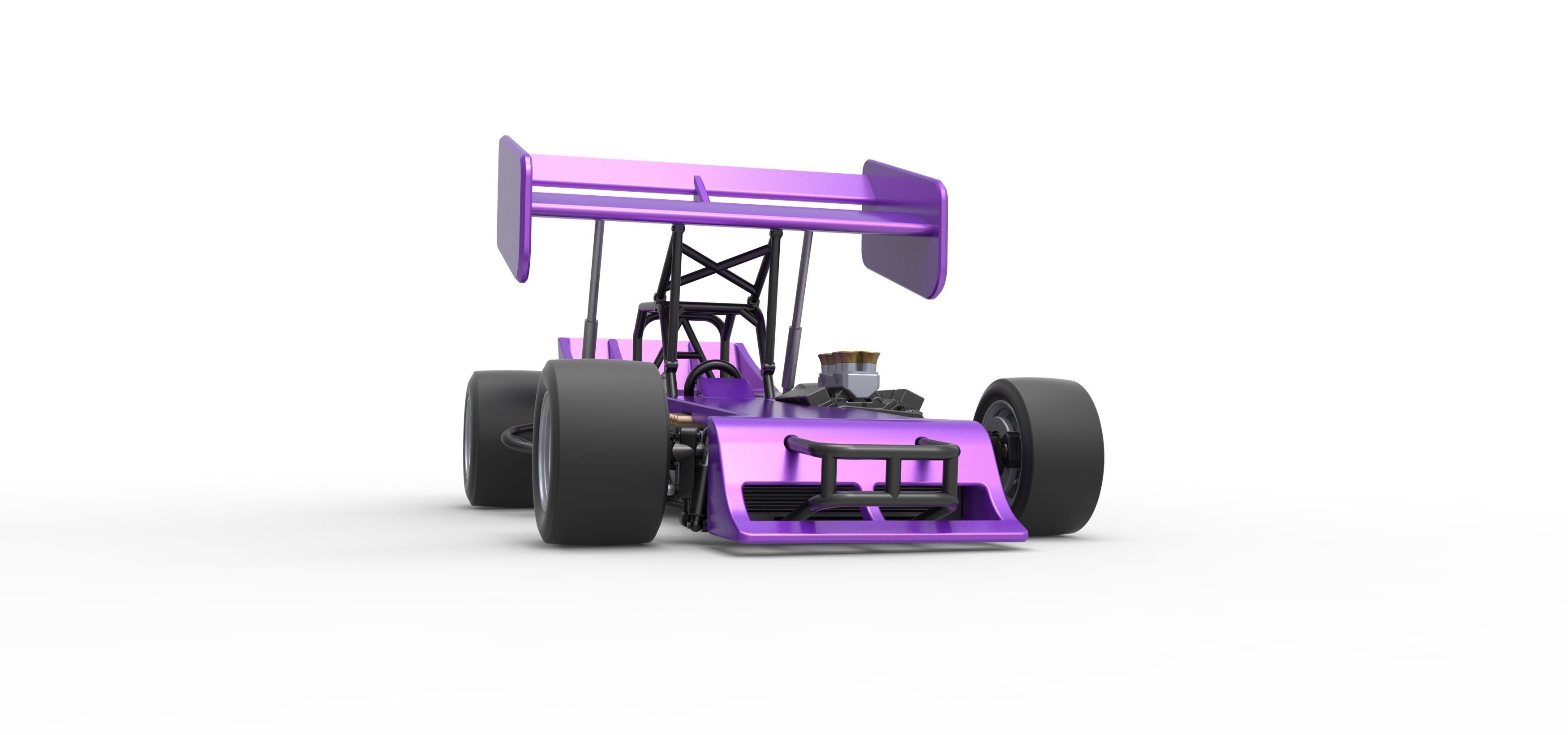 Supermodified front engine Winged race car Scale 1 to 25 3D print model_25