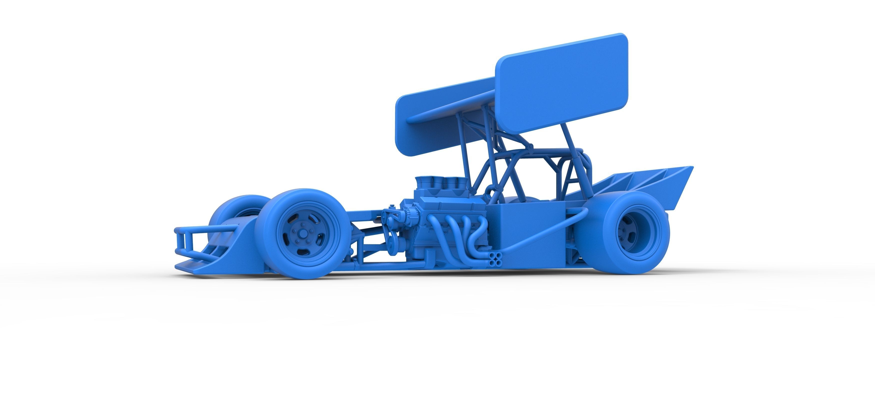 Supermodified front engine Winged race car Scale 1 to 25 3D print model_27