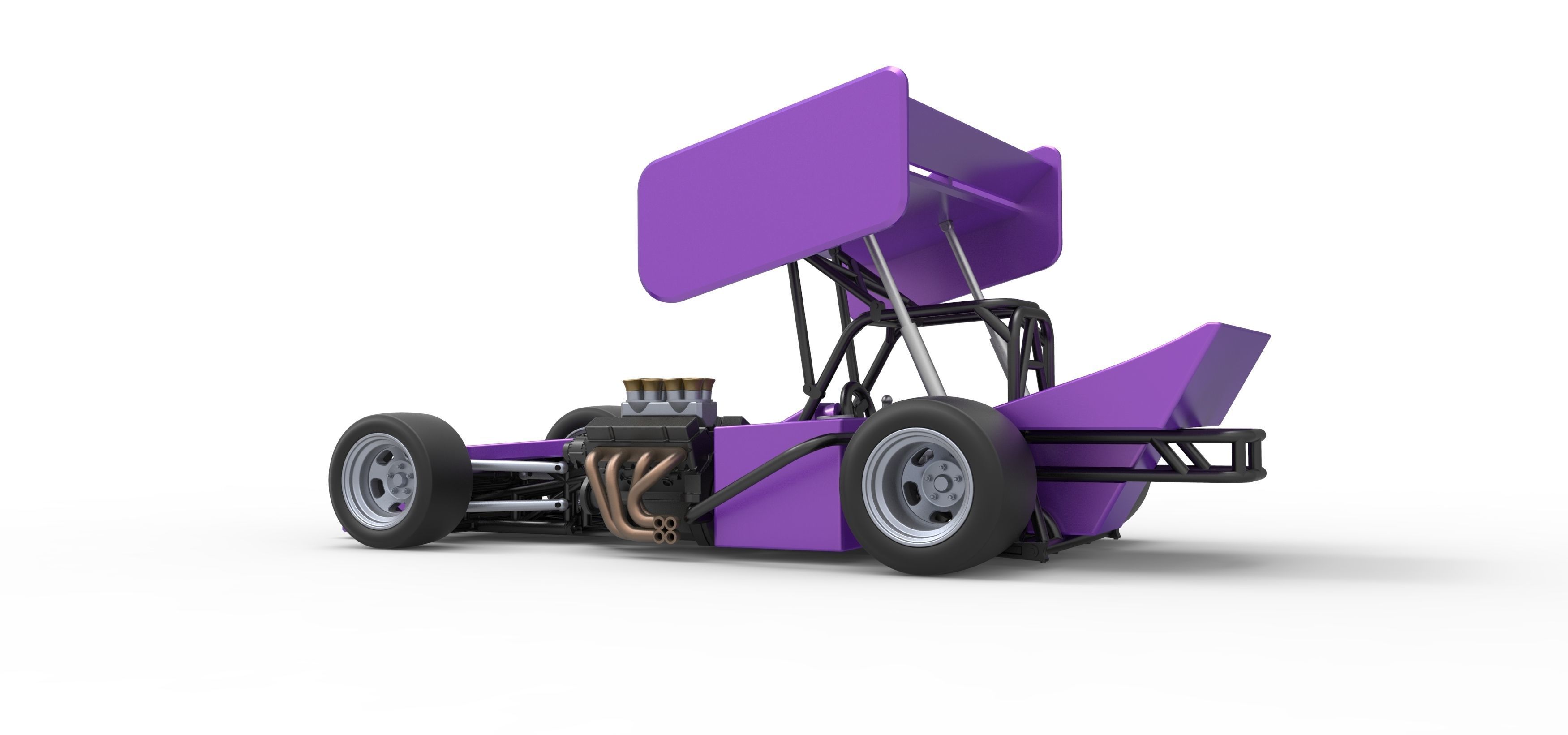 Supermodified front engine Winged race car Scale 1 to 25 3D print model_13