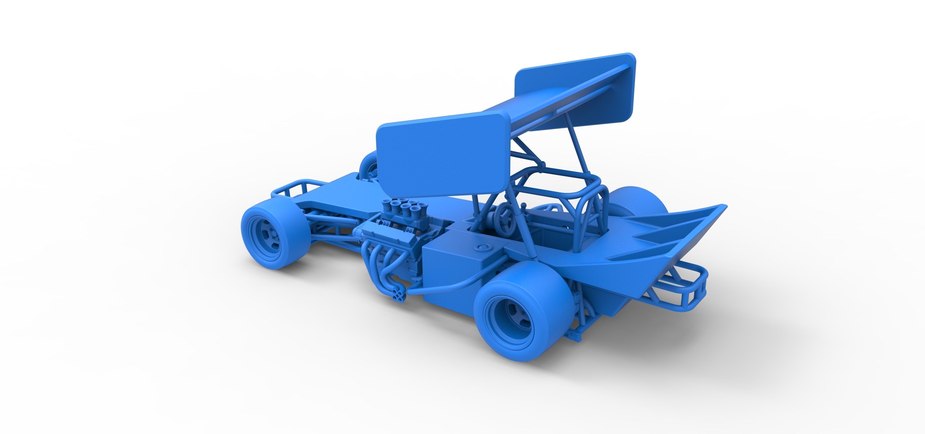 Supermodified front engine Winged race car Scale 1 to 25 3D print model_37