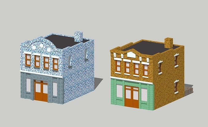 Shop Store Building House by Outland Models Low-poly 3D model