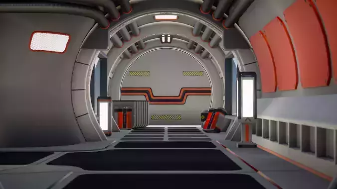 Modular SciFi Level Low-poly 3D model
