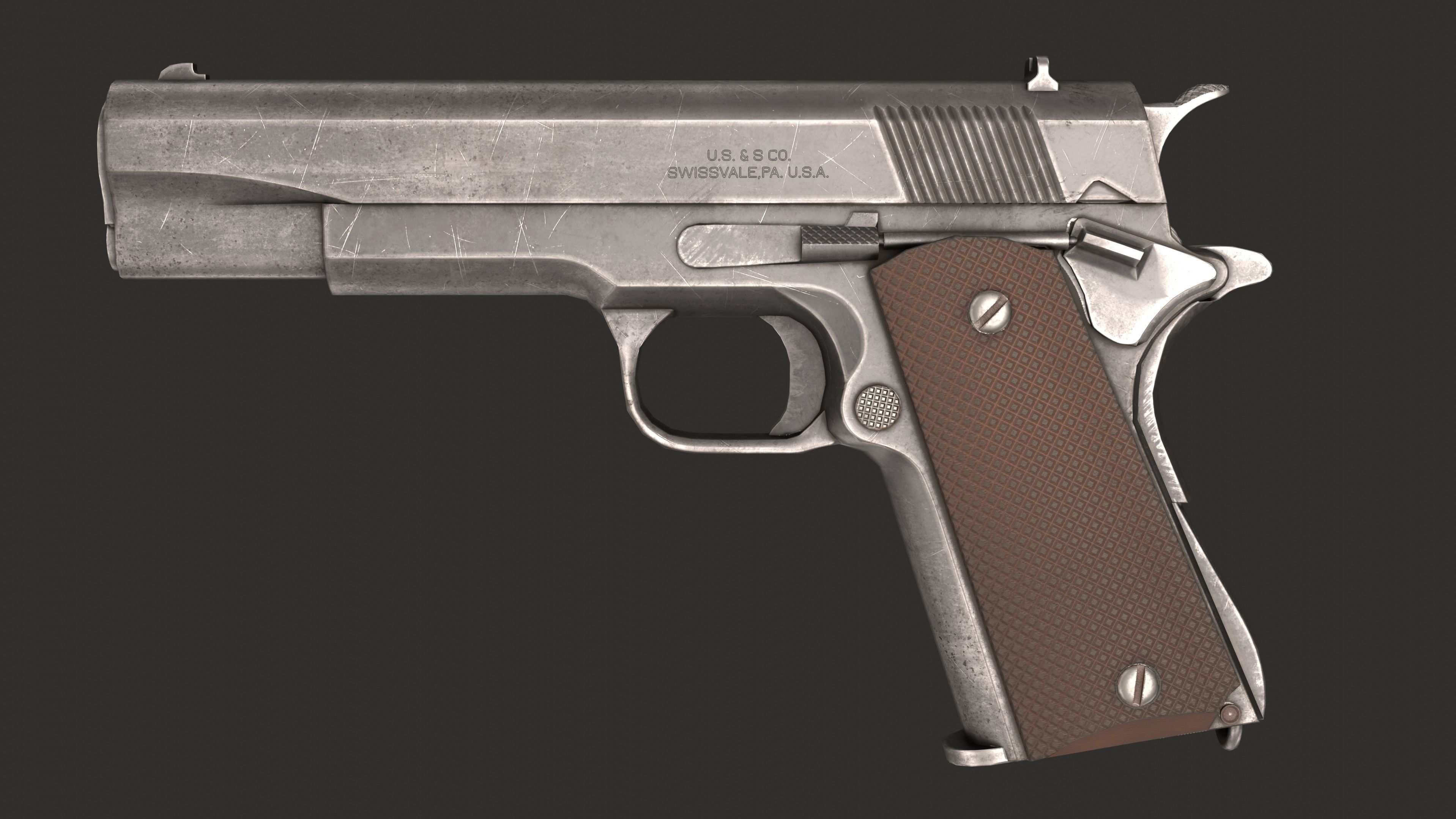 Colt M1911 Low-poly 3D model_1