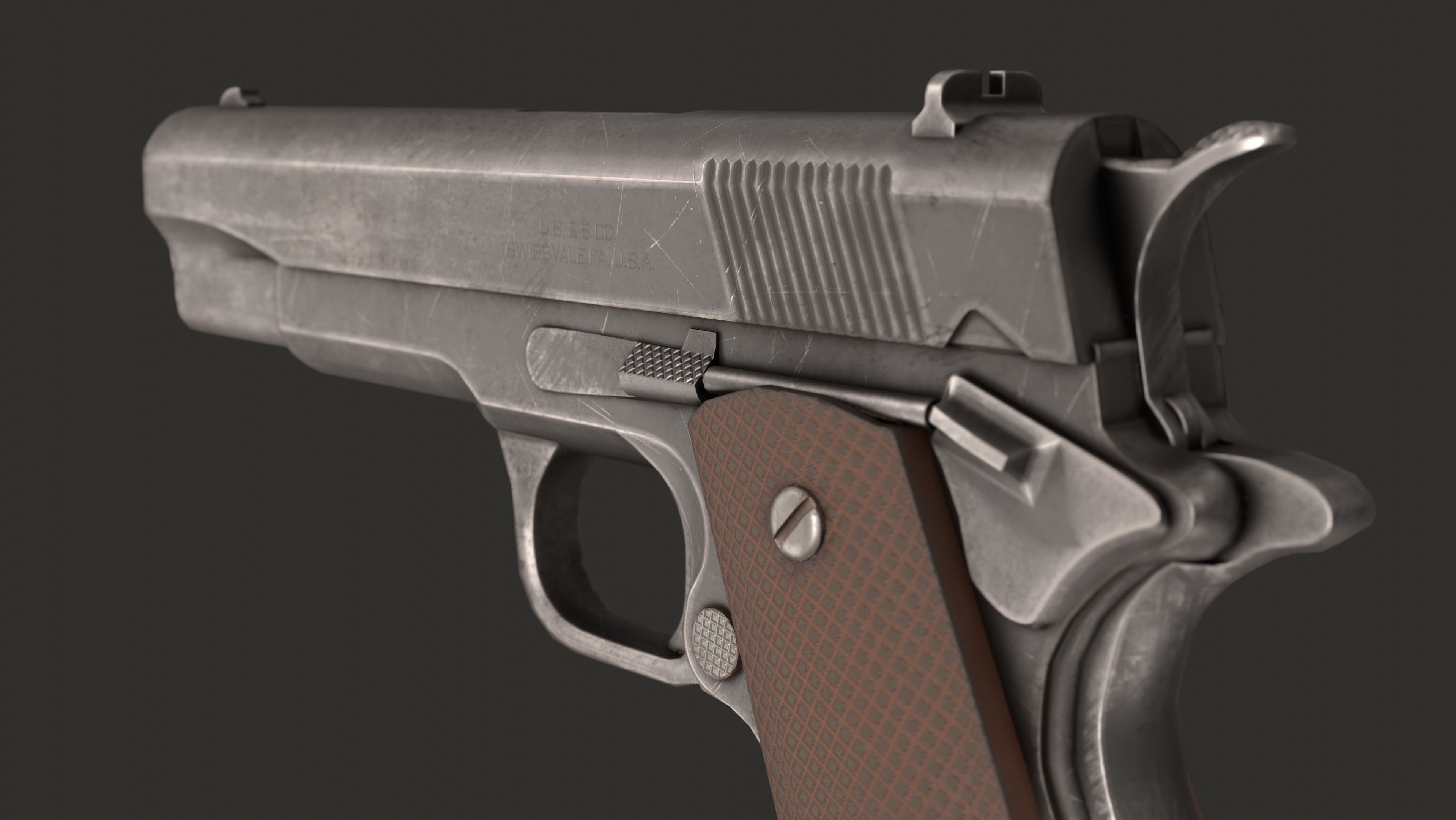 Colt M1911 Low-poly 3D model_4