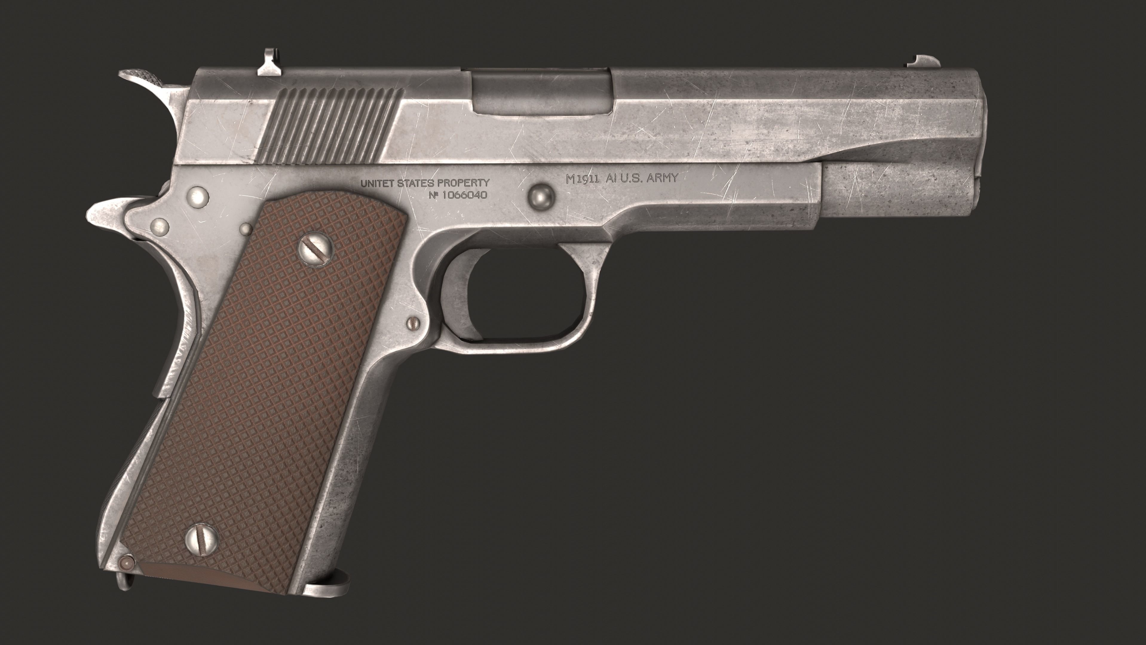 Colt M1911 Low-poly 3D model_2
