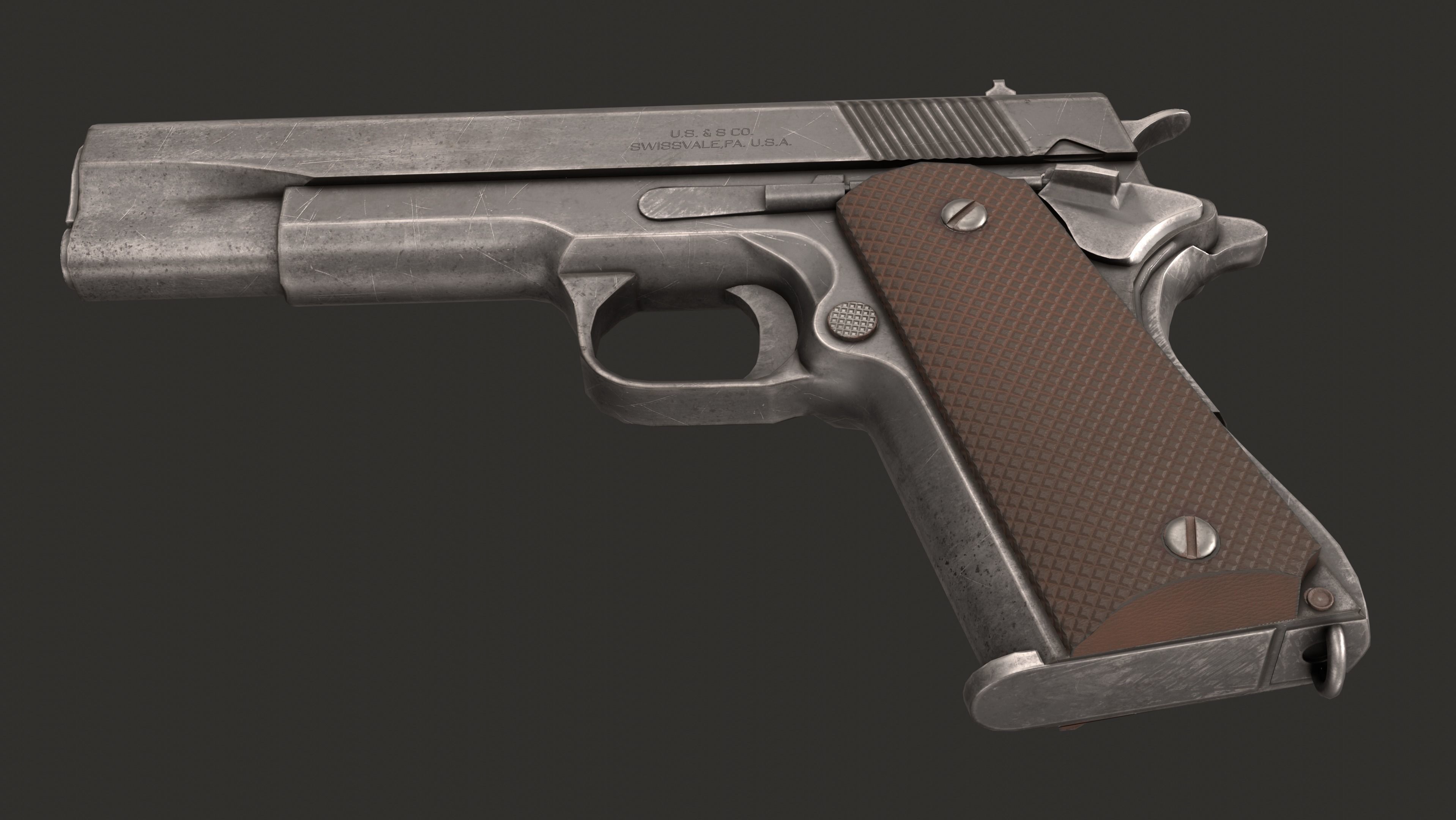 Colt M1911 Low-poly 3D model_6