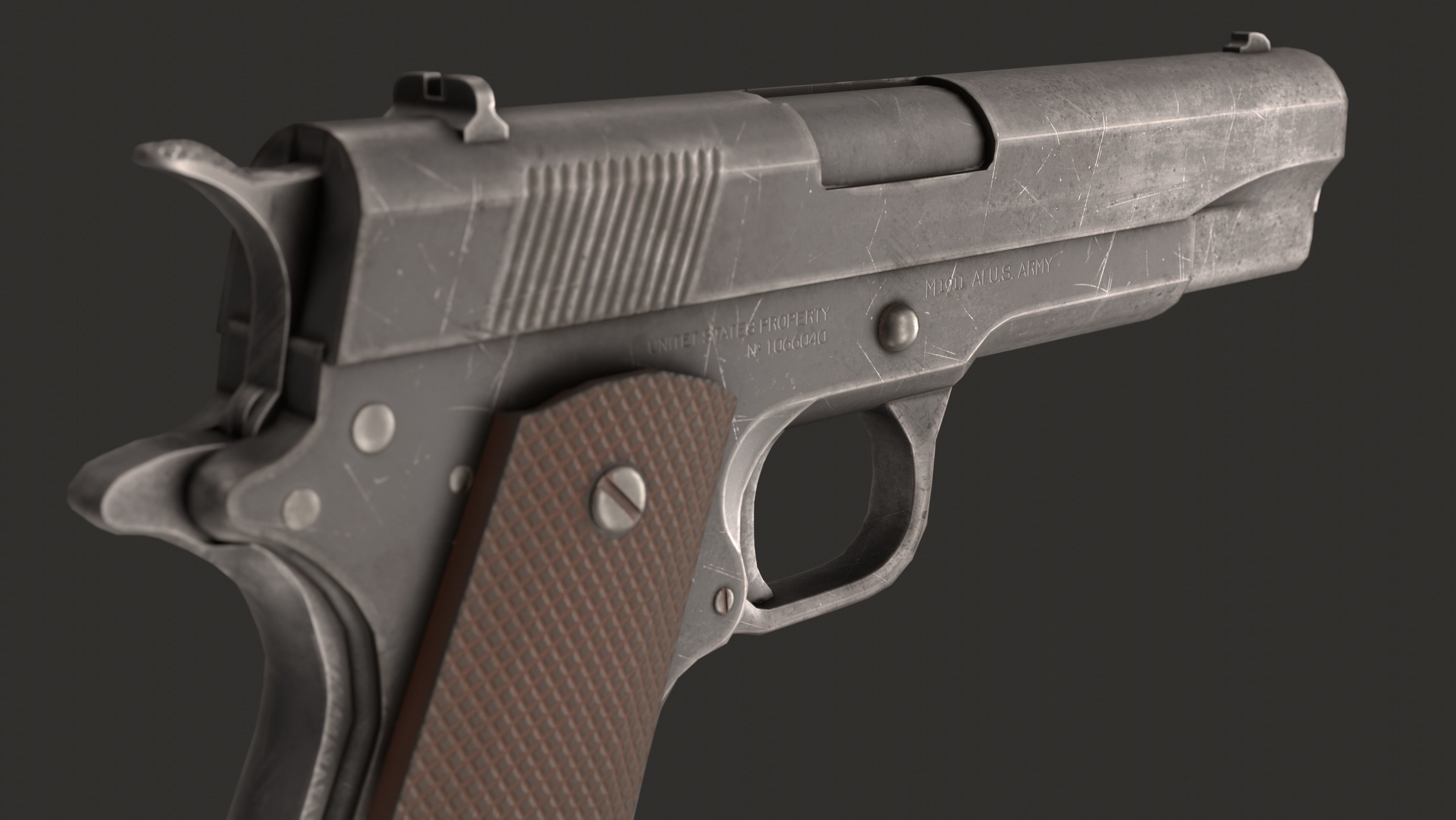 Colt M1911 Low-poly 3D model_3