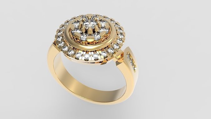 Round Head Engagement Ring 3D print model