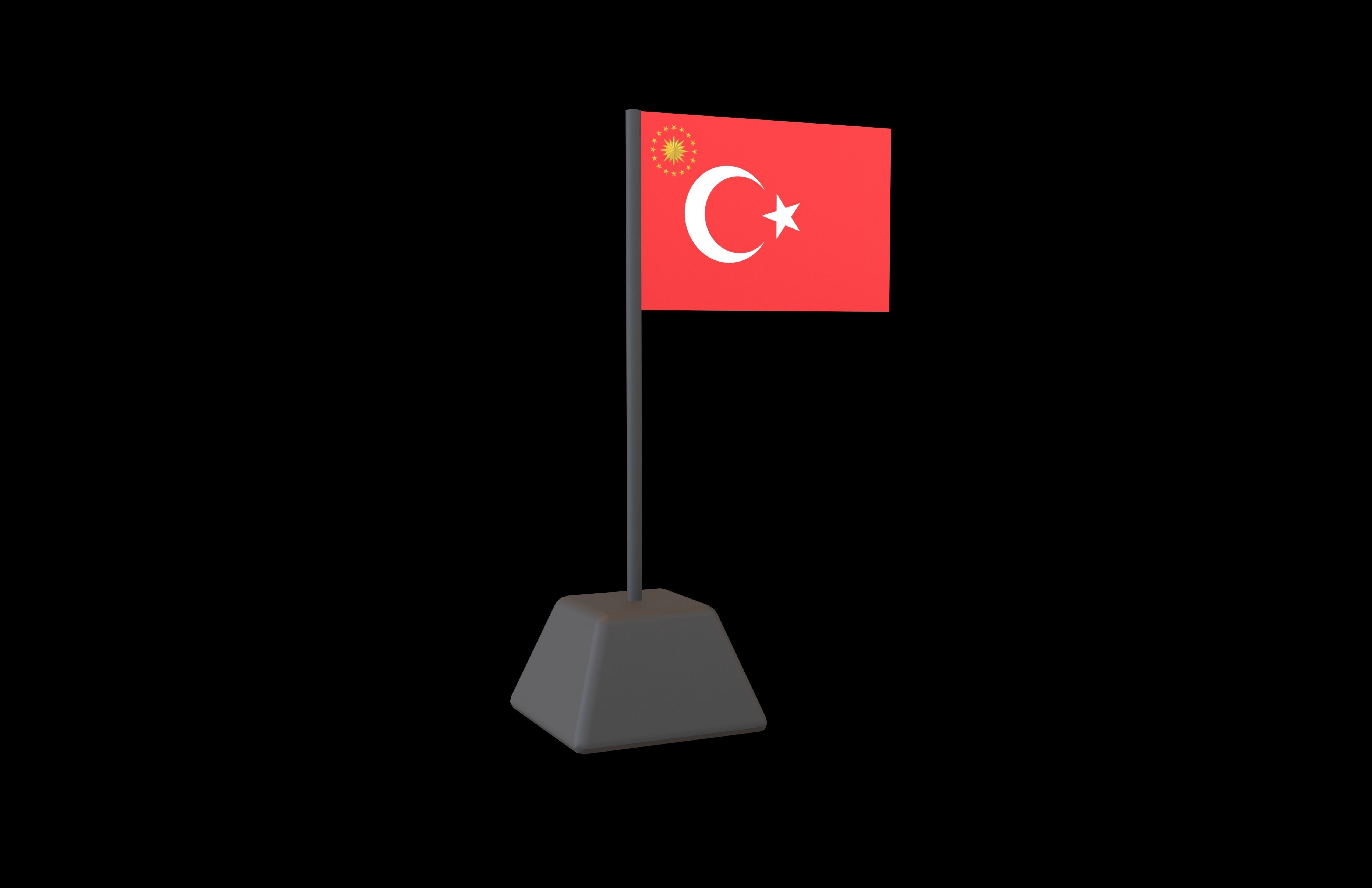 President of Turkey Flag v1 001 Low-poly 3D model_1