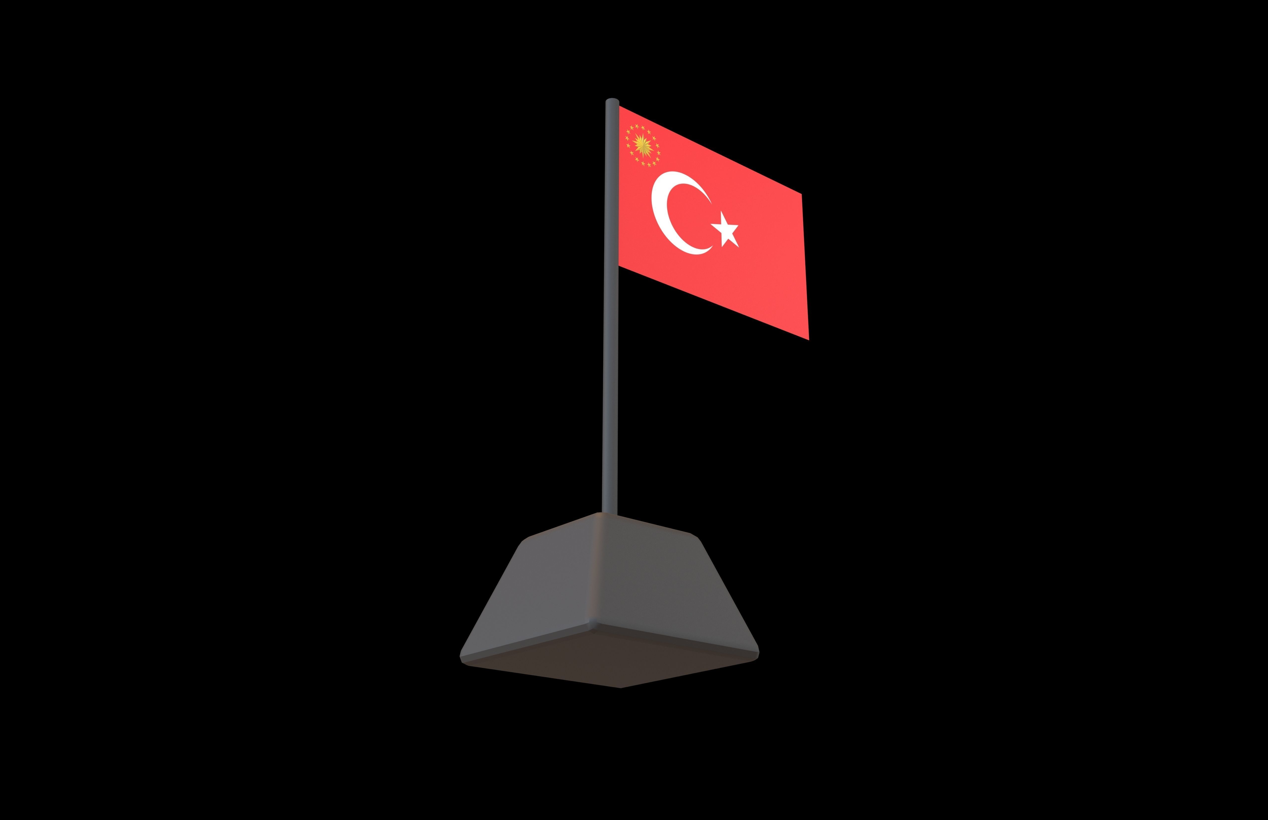President of Turkey Flag v1 001 Low-poly 3D model_3