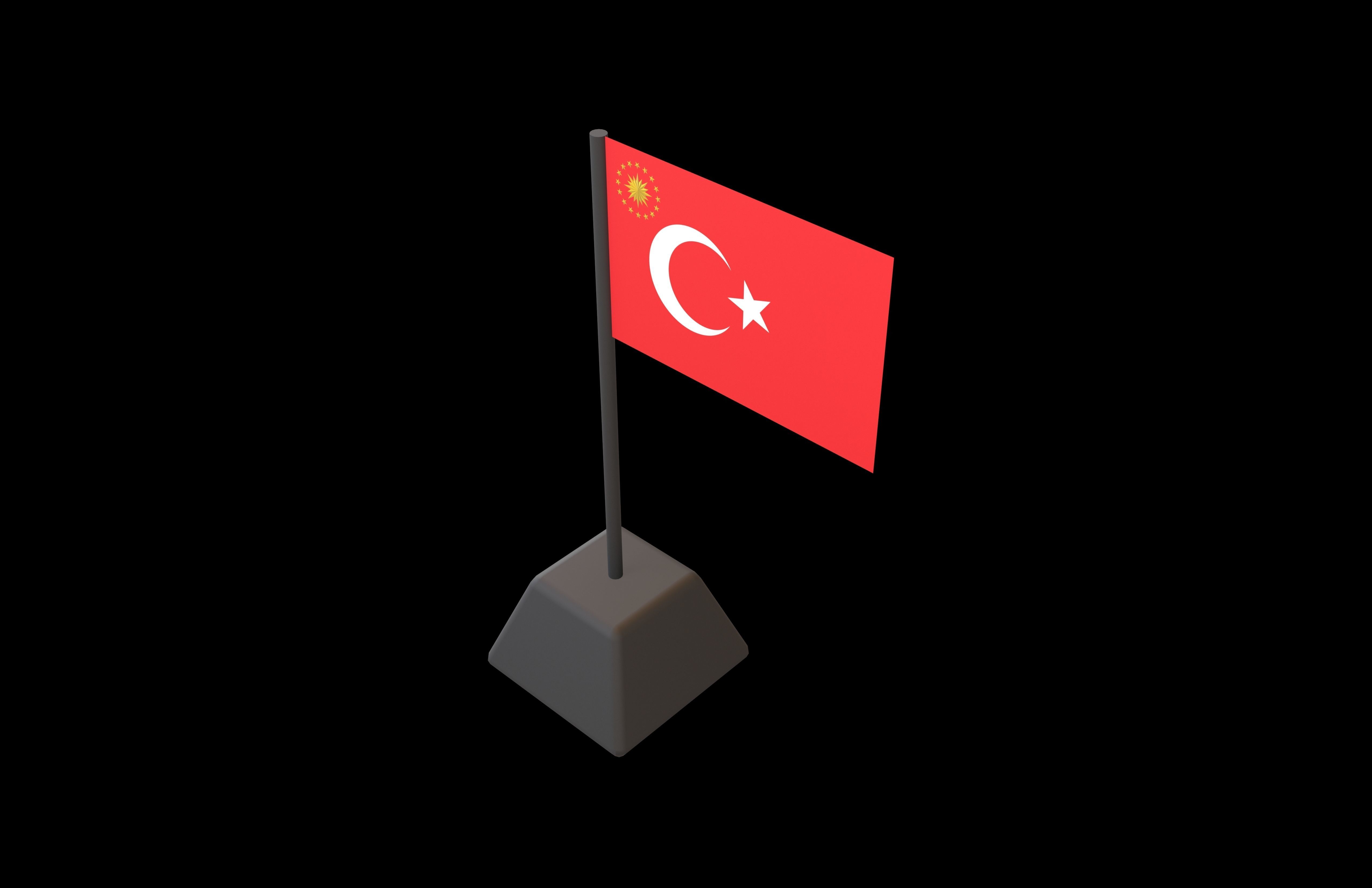 President of Turkey Flag v1 001 Low-poly 3D model_2