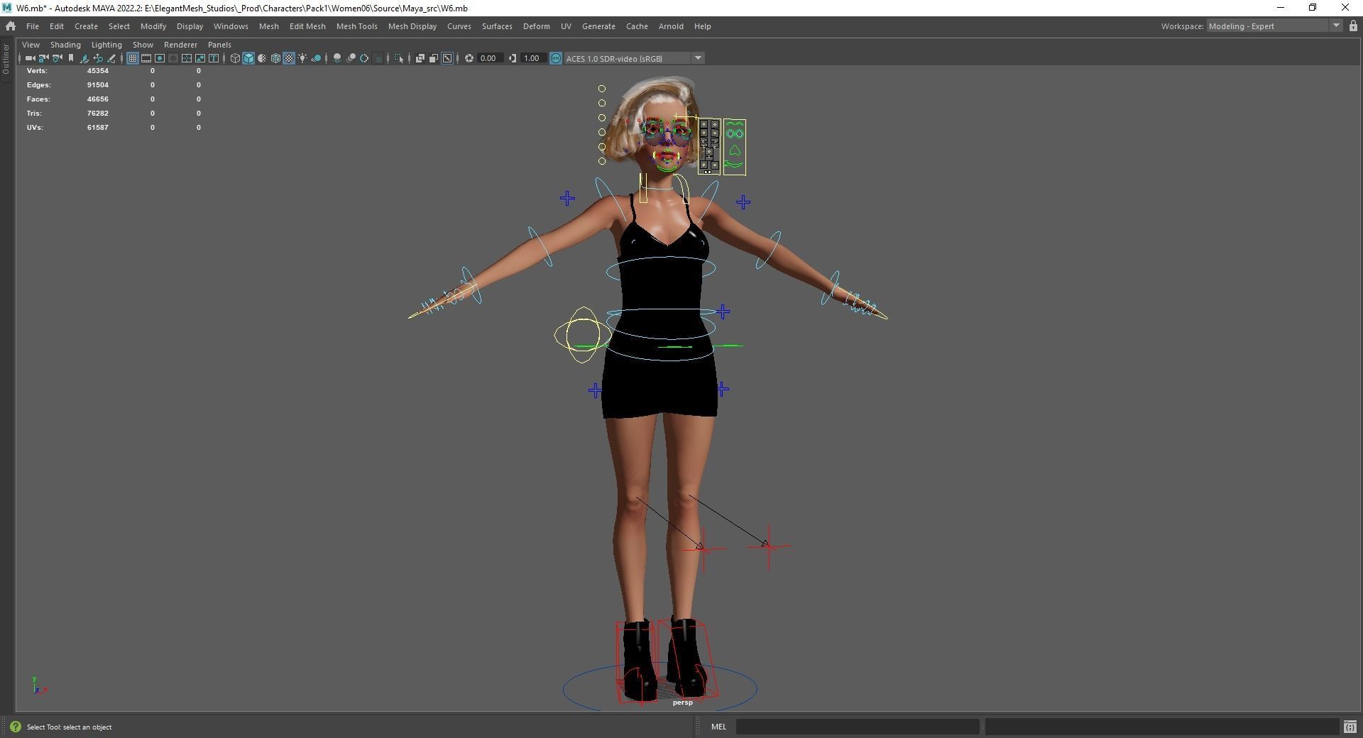 Stylized Cartoon Woman Toon girl Low-poly 3D model_21