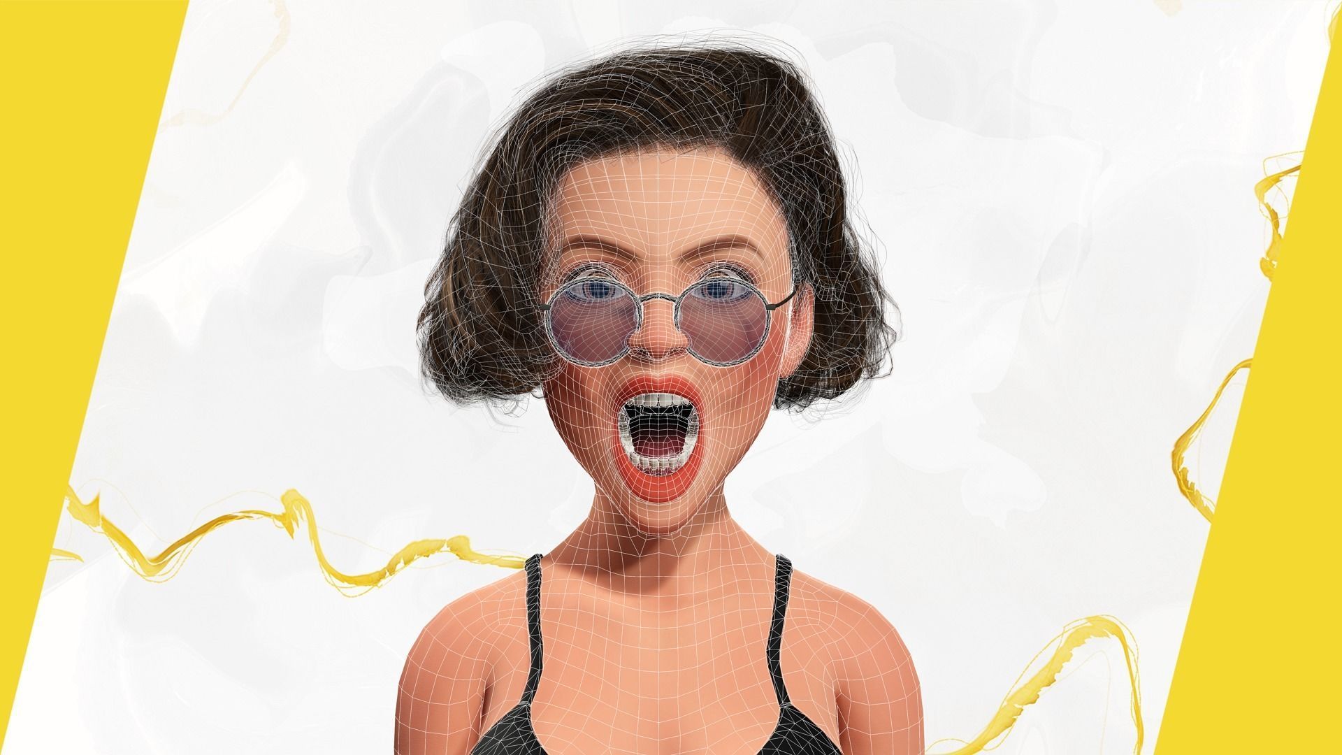 Stylized Cartoon Woman Toon girl Low-poly 3D model_35