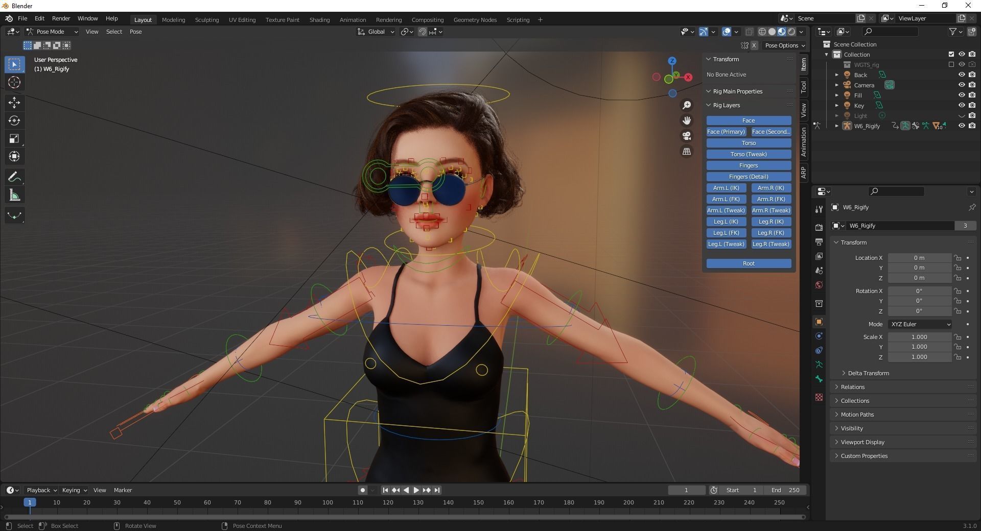 Stylized Cartoon Woman Toon girl Low-poly 3D model_17