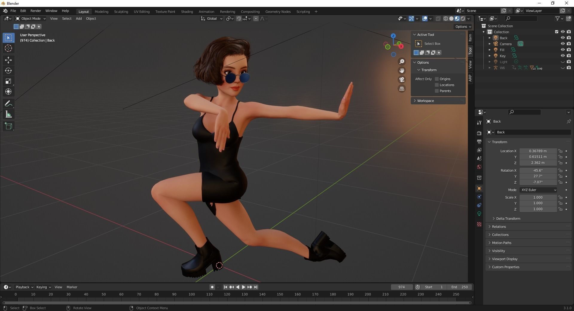 Stylized Cartoon Woman Toon girl Low-poly 3D model_15