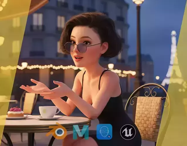 Stylized Cartoon Woman Toon girl Low-poly 3D model Stylized Cartoon Woman Toon girl Low-poly 3D model