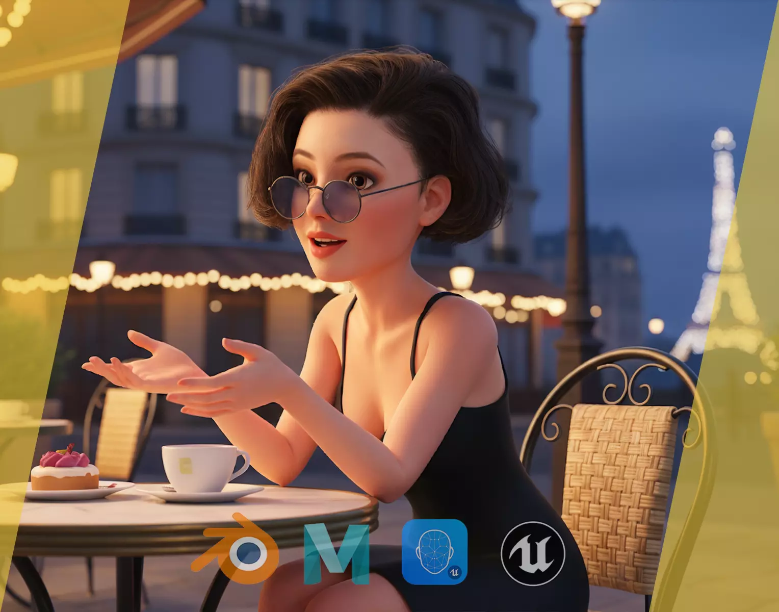 Stylized Cartoon Woman Toon girl Low-poly 3D model_0