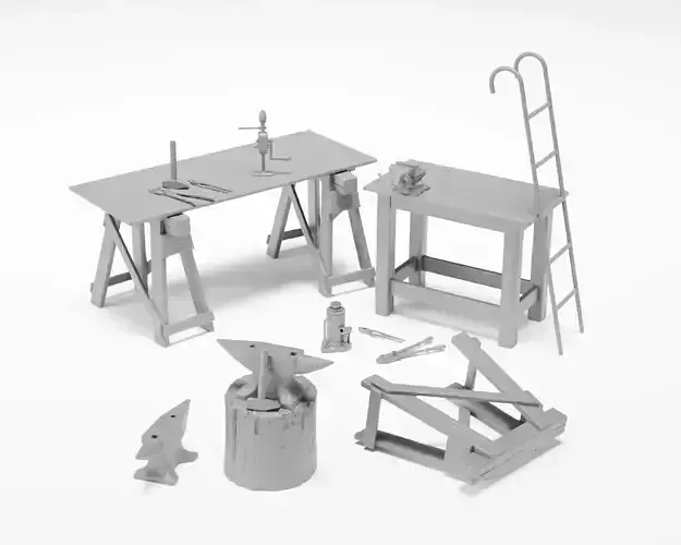 Workshop Diorama Pack - Equipment in 1-35 scale 3D print model