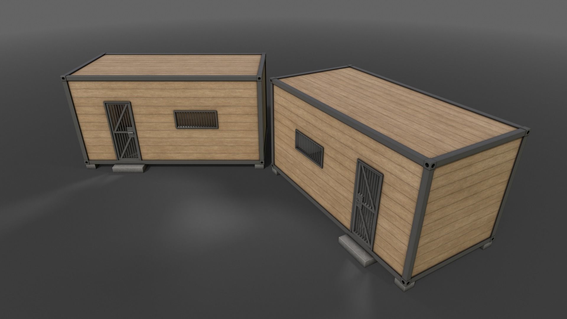 PBR Container House CC 20ft V4 Low-poly 3D model_10