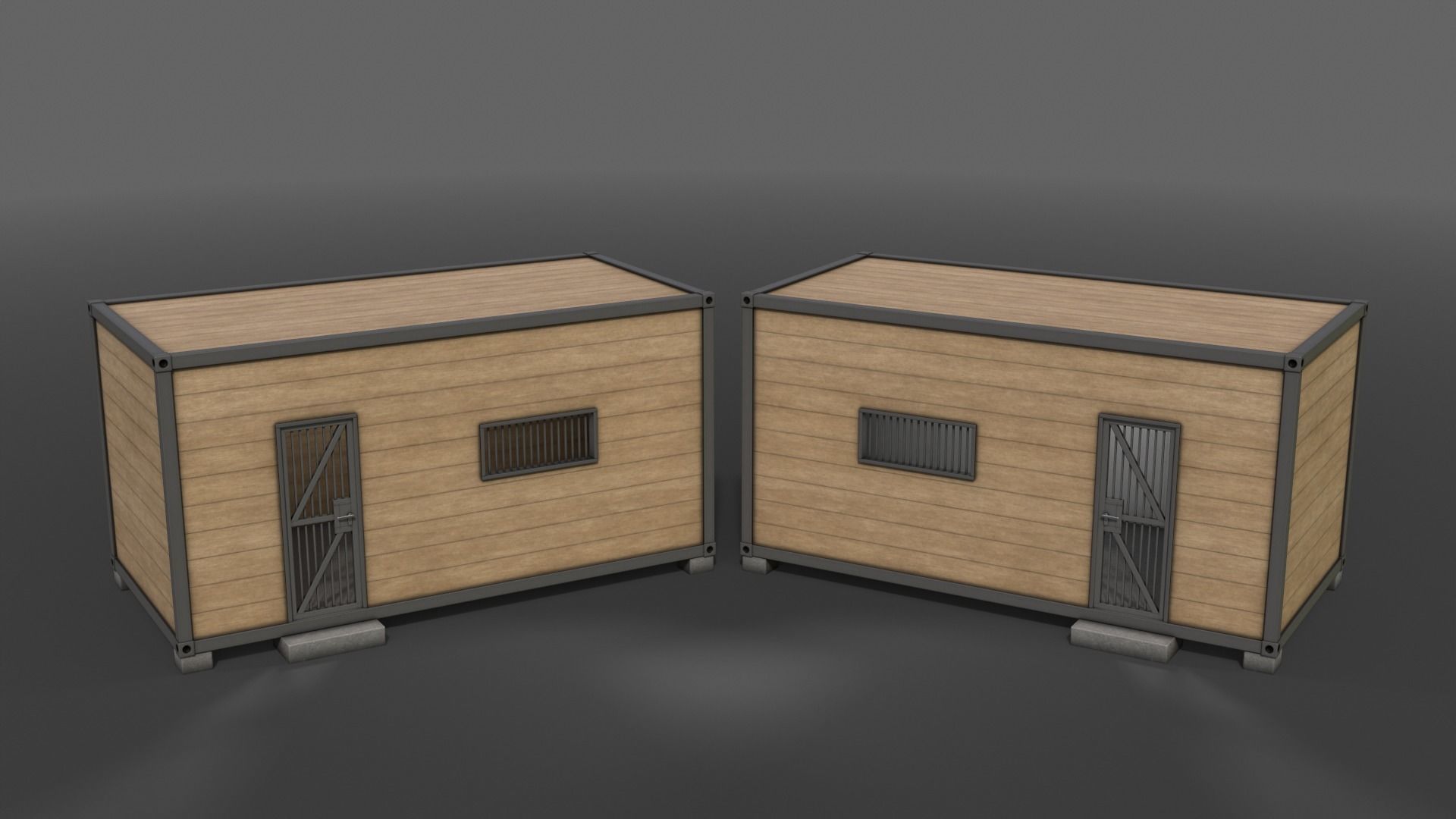 PBR Container House CC 20ft V4 Low-poly 3D model_4
