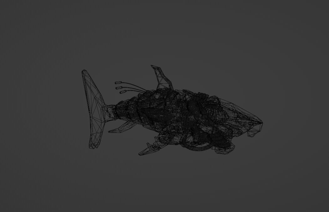 Sea Horror Scary Robo Shark Low-poly 3D model_4