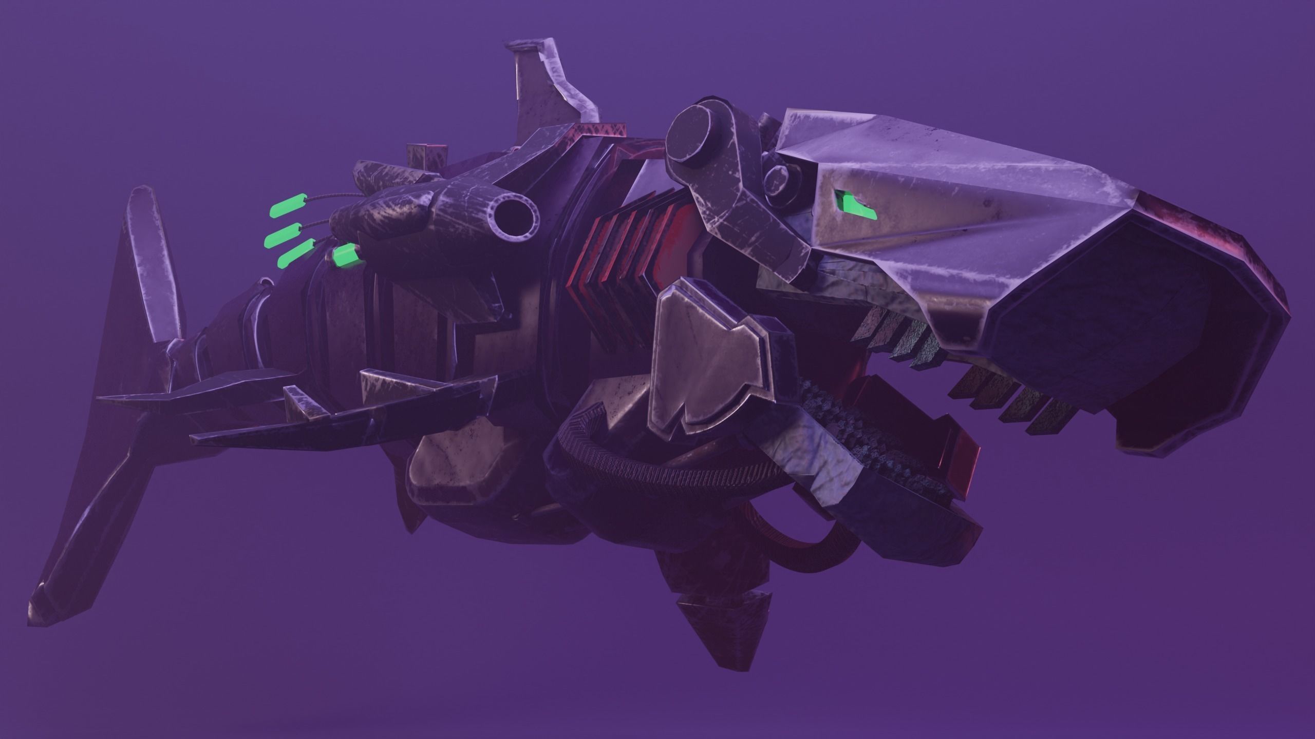 Sea Horror Scary Robo Shark Low-poly 3D model_9