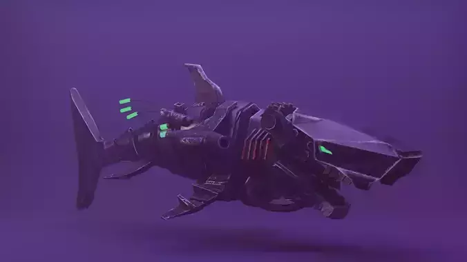 Sea Horror Scary Robo Shark Low-poly 3D model