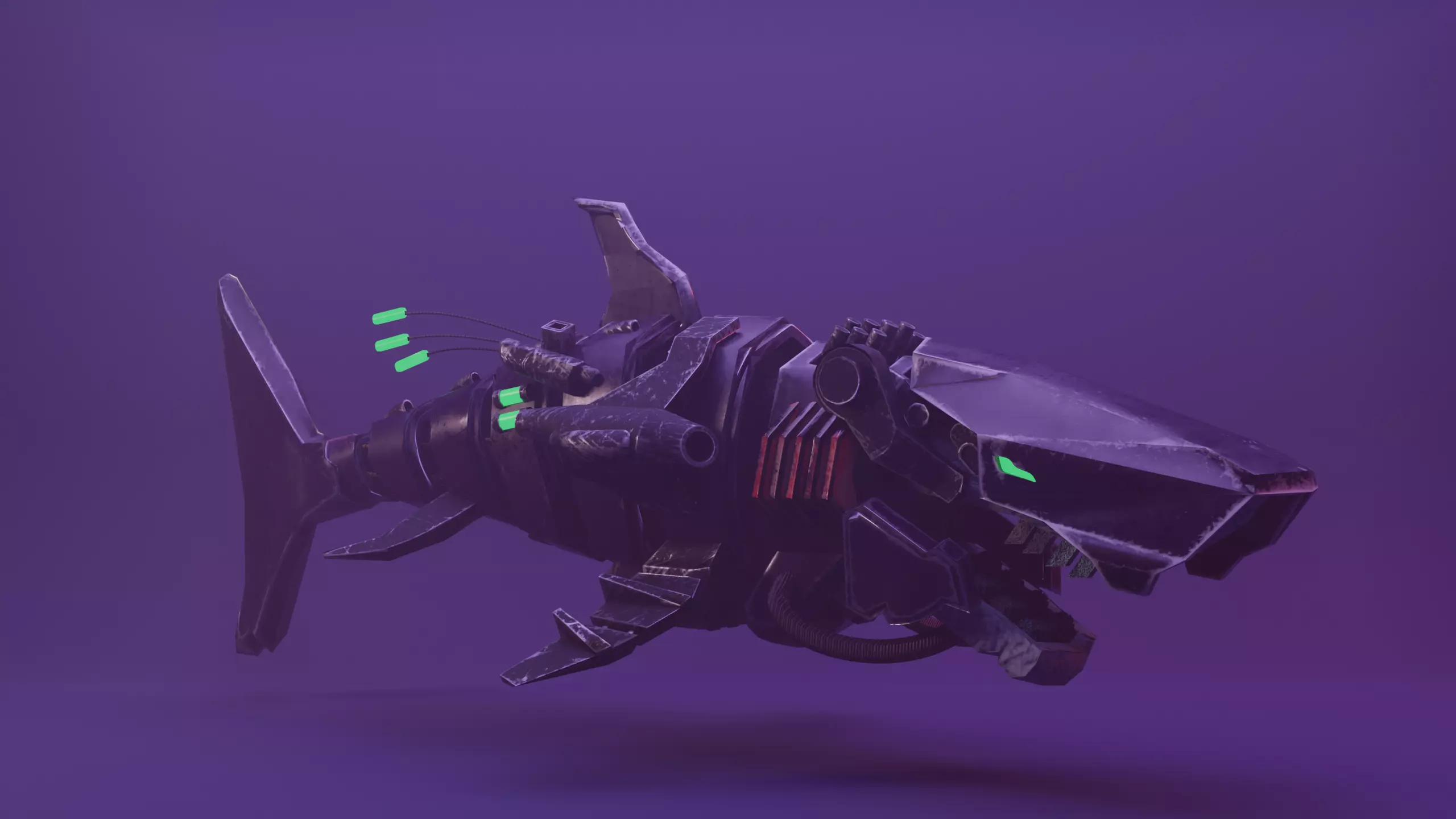 Sea Horror Scary Robo Shark Low-poly 3D model_0