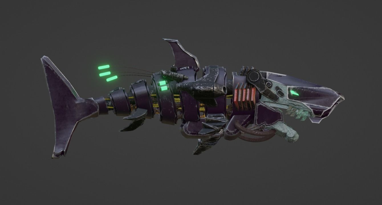Sea Horror Scary Robo Shark Low-poly 3D model_5