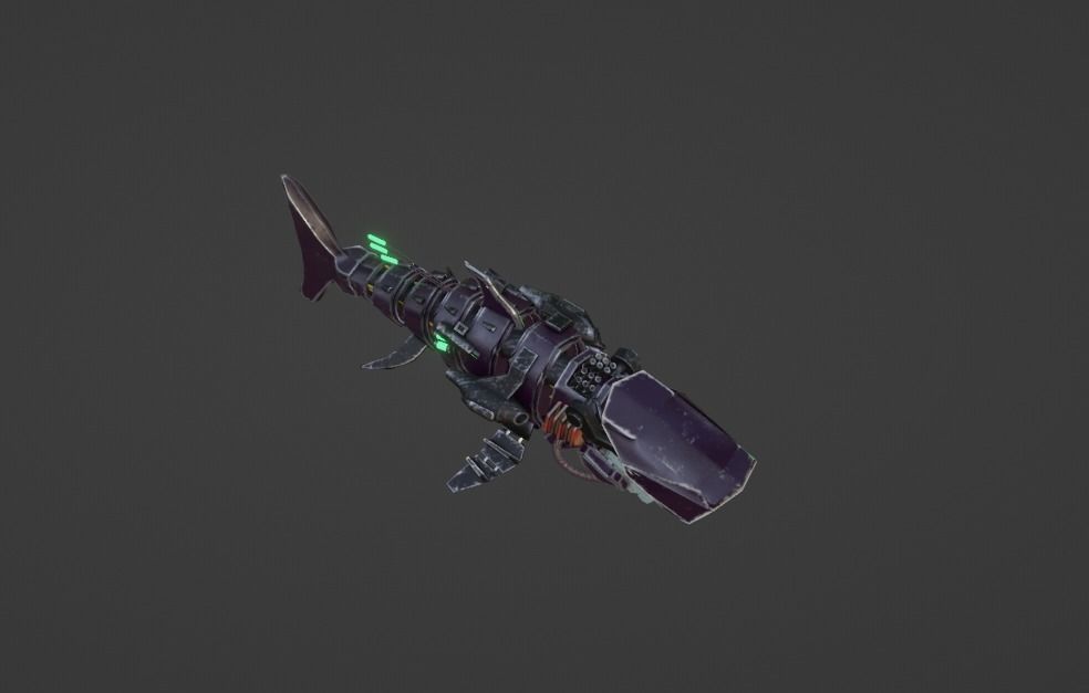 Sea Horror Scary Robo Shark Low-poly 3D model_6