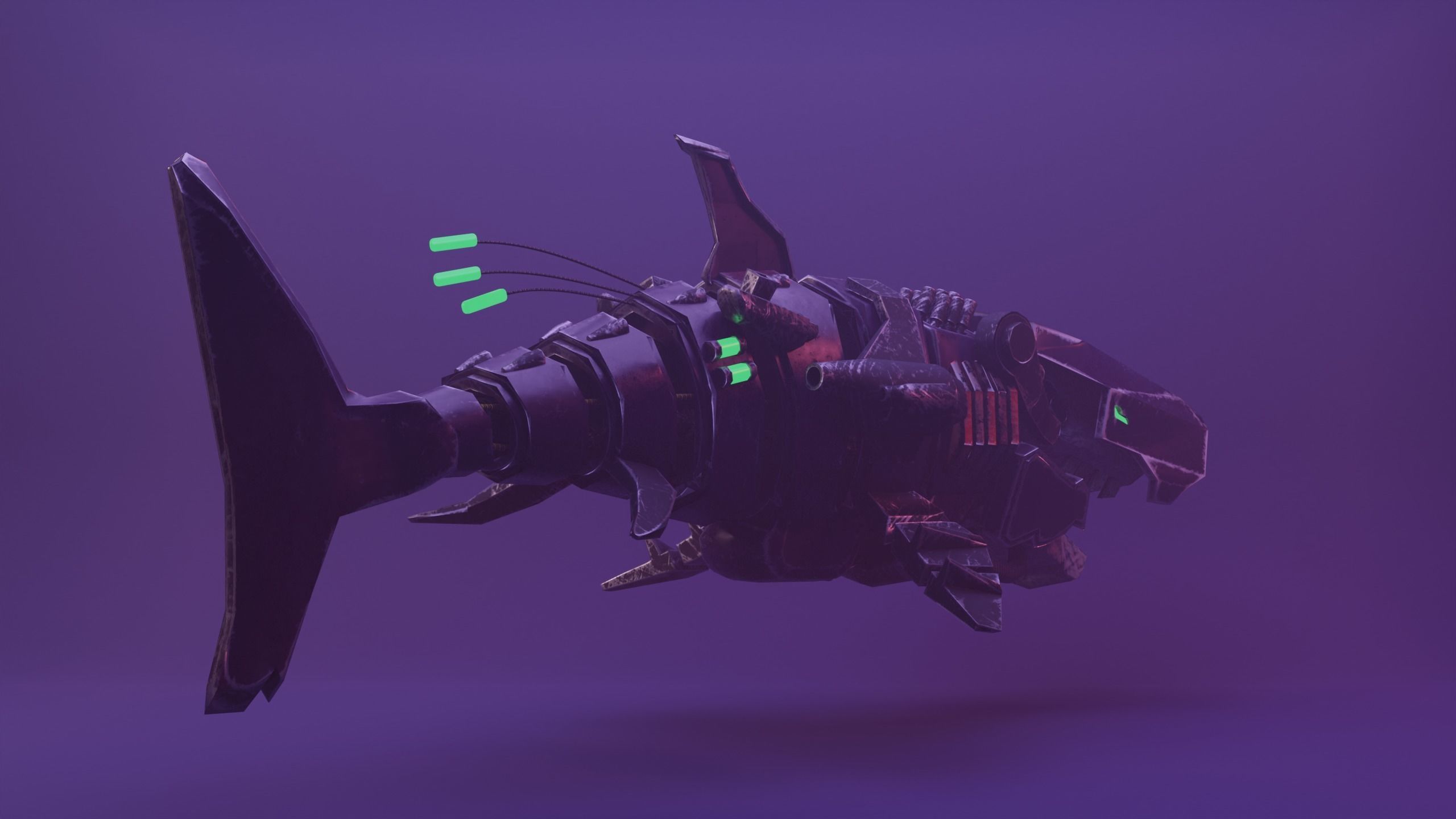 Sea Horror Scary Robo Shark Low-poly 3D model_7
