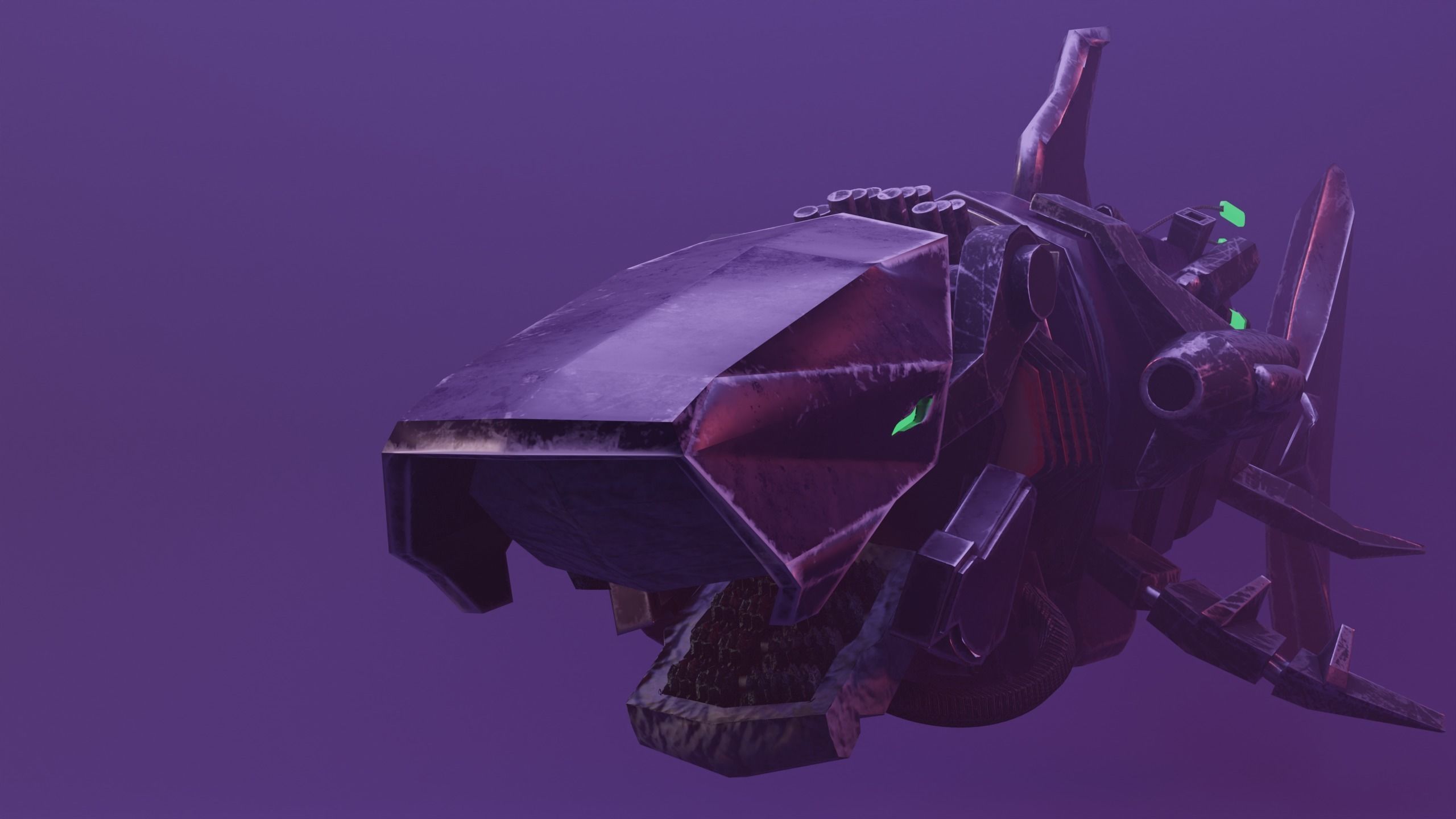 Sea Horror Scary Robo Shark Low-poly 3D model_8