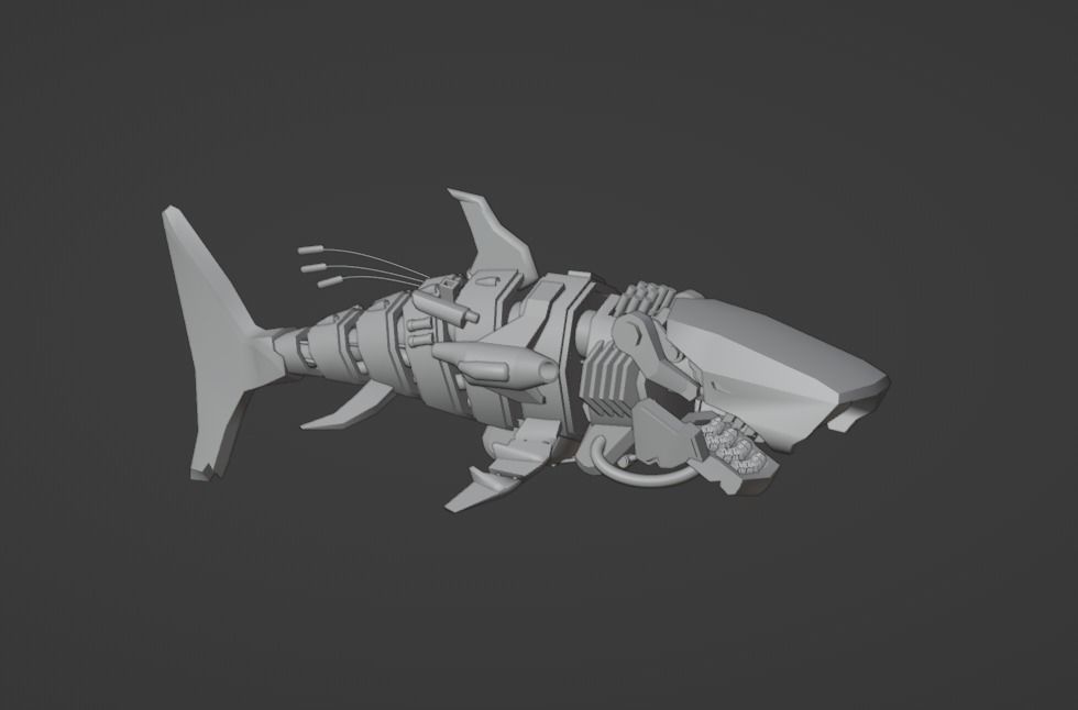 Sea Horror Scary Robo Shark Low-poly 3D model_3