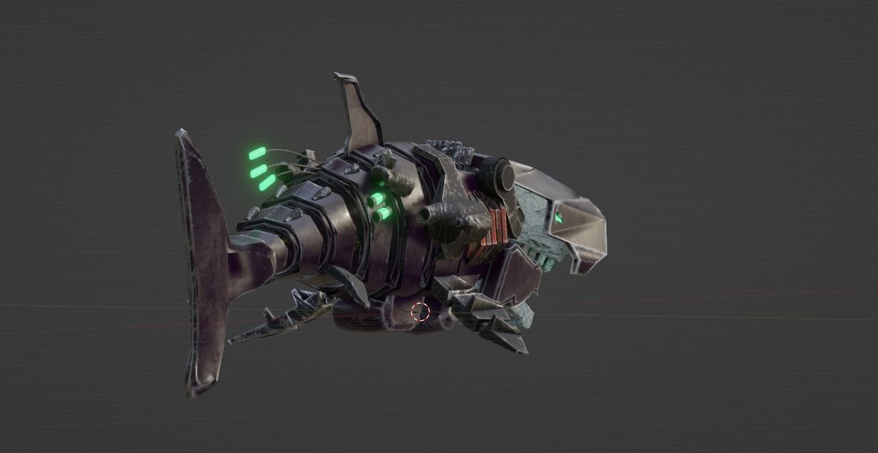 Sea Horror Scary Robo Shark Low-poly 3D model_16