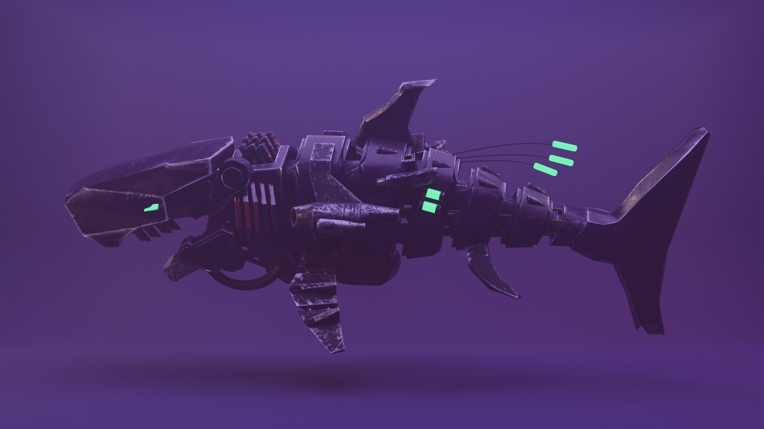 Sea Horror Scary Robo Shark Low-poly 3D model_11