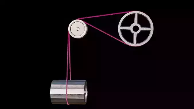 Mechanical Pulley Animated 3 3D model