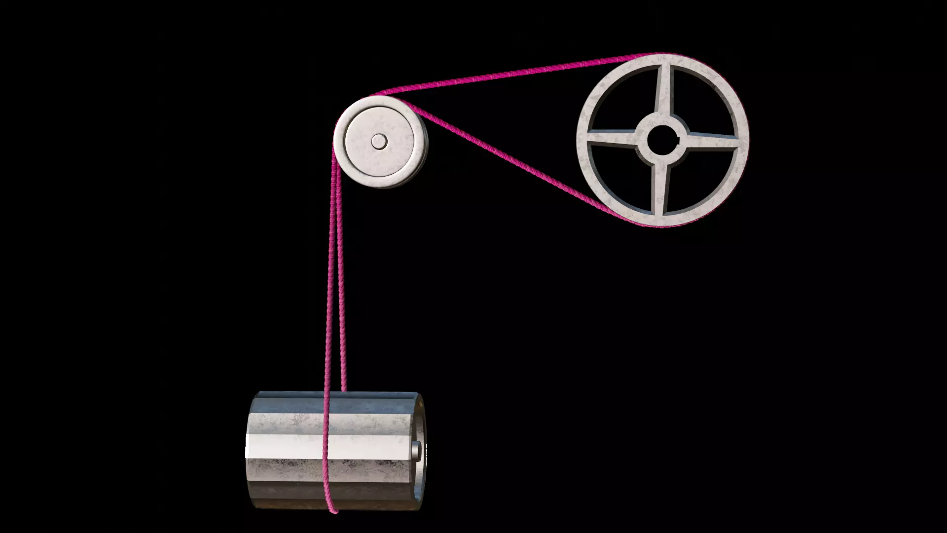 Mechanical Pulley Animated 3 3D model