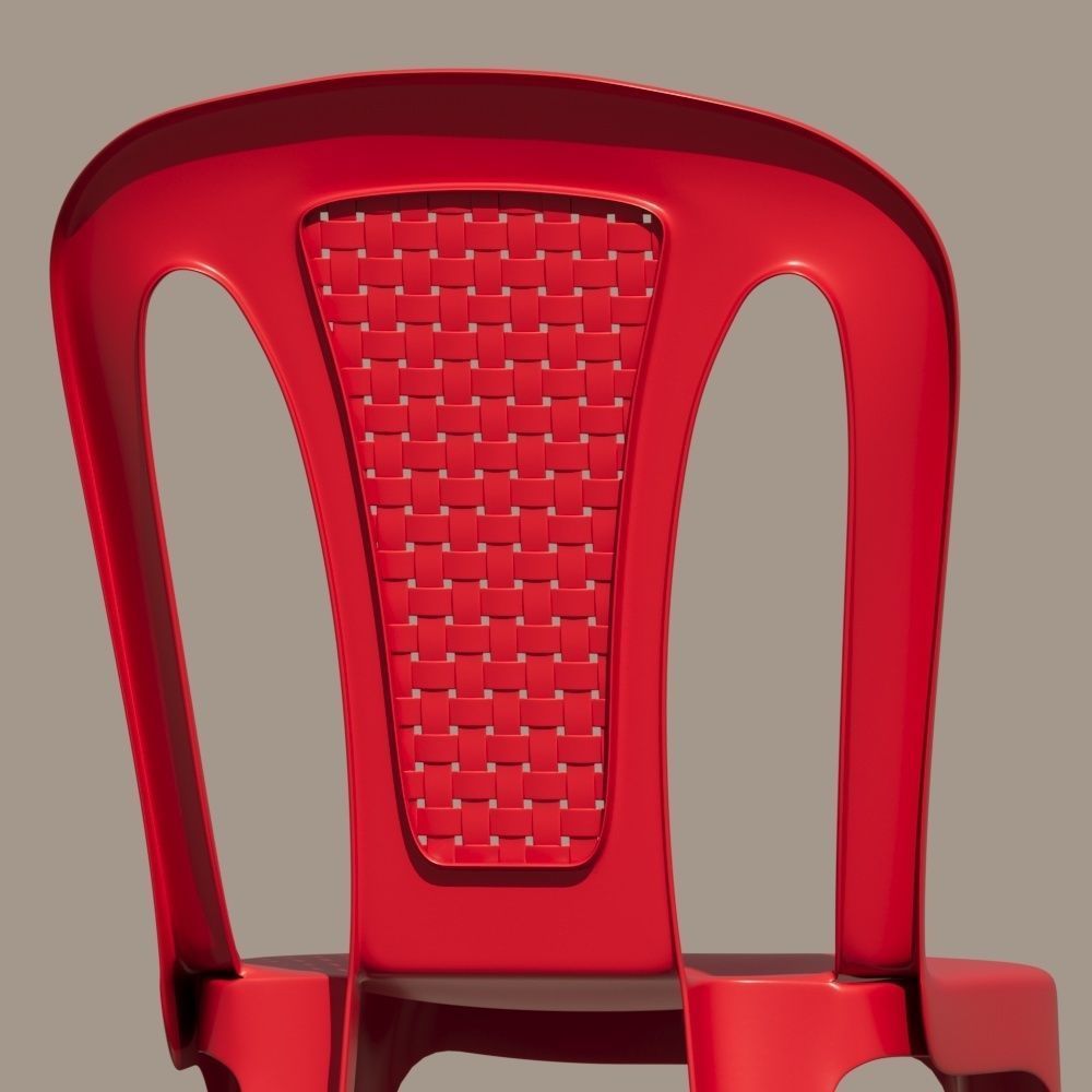 Plastic multi-colored chairs with wicker back 3D model_3
