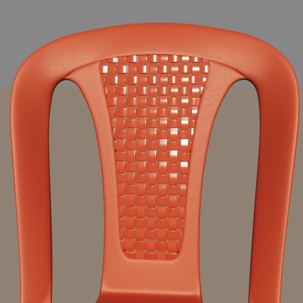 Plastic multi-colored chairs with wicker back 3D model_2