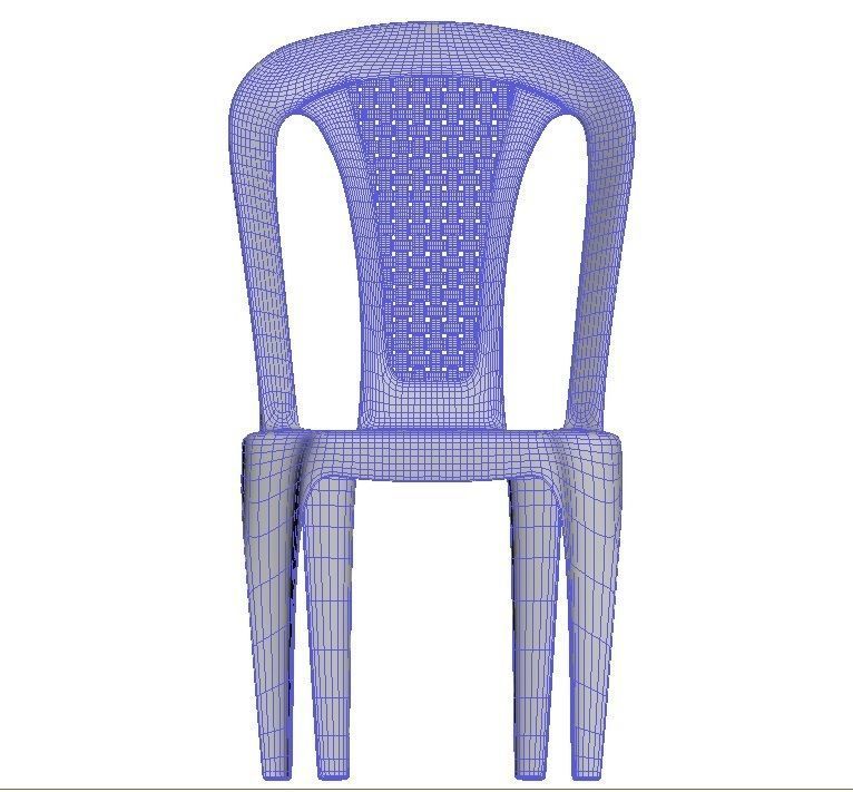 Plastic multi-colored chairs with wicker back 3D model_14