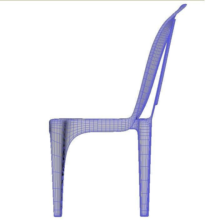 Plastic multi-colored chairs with wicker back 3D model_16