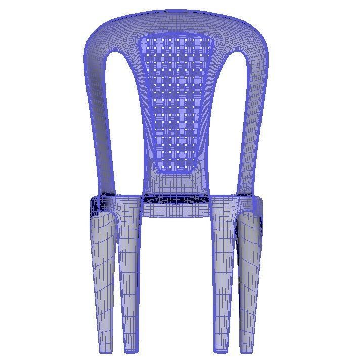 Plastic multi-colored chairs with wicker back 3D model_13