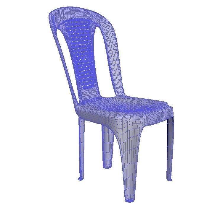 Plastic multi-colored chairs with wicker back 3D model_20