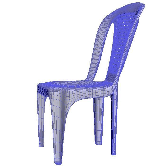 Plastic multi-colored chairs with wicker back 3D model_15