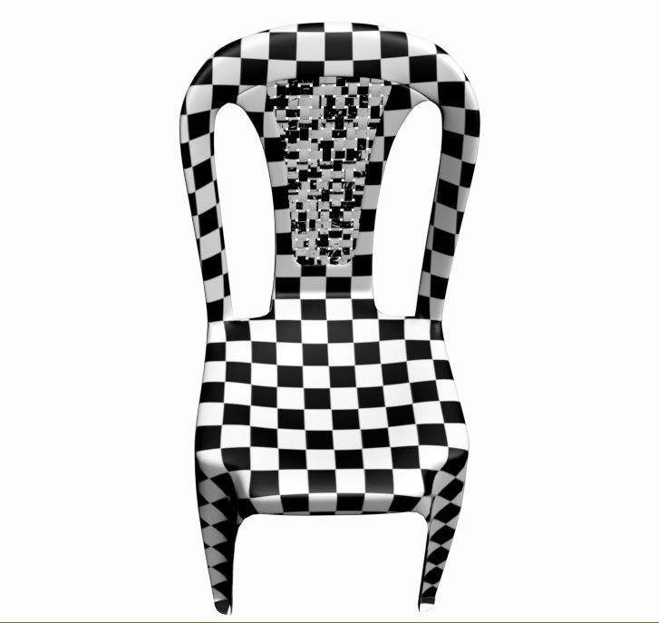 Plastic multi-colored chairs with wicker back 3D model_10