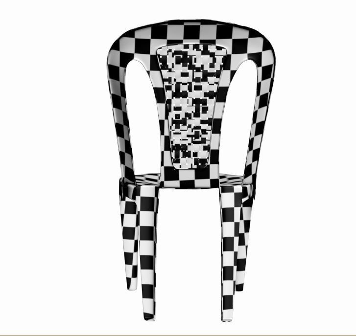 Plastic multi-colored chairs with wicker back 3D model_12