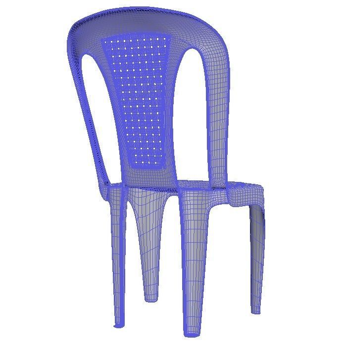 Plastic multi-colored chairs with wicker back 3D model_17