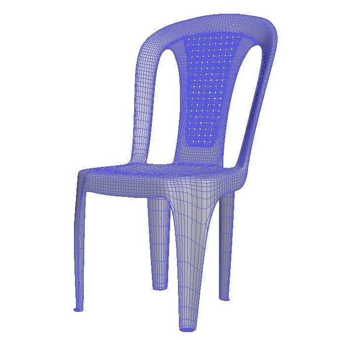 Plastic multi-colored chairs with wicker back 3D model_19