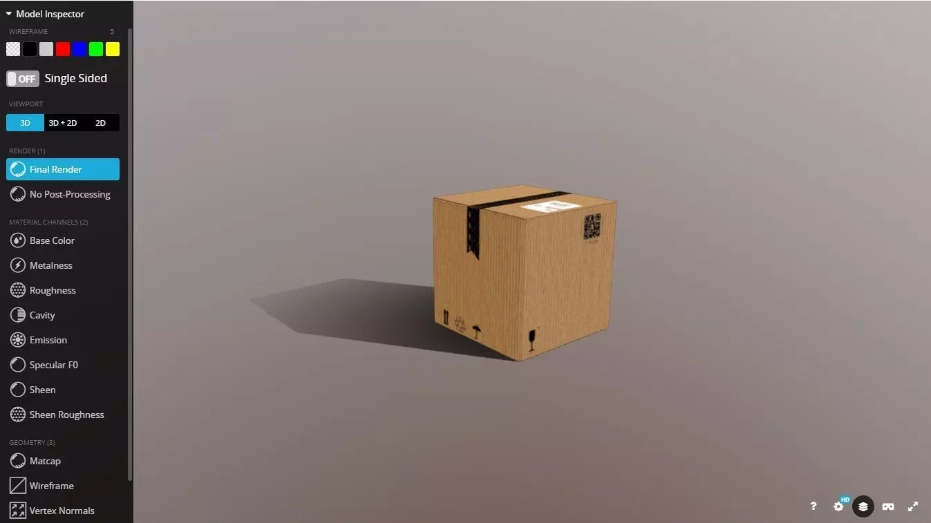 Box 300X300X300 Low poly model Low-poly 3D model_0