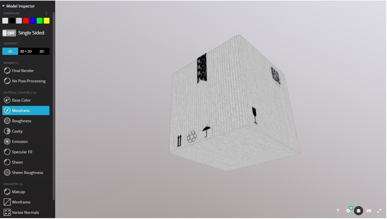 Box 300X300X300 Low poly model Low-poly 3D model_2